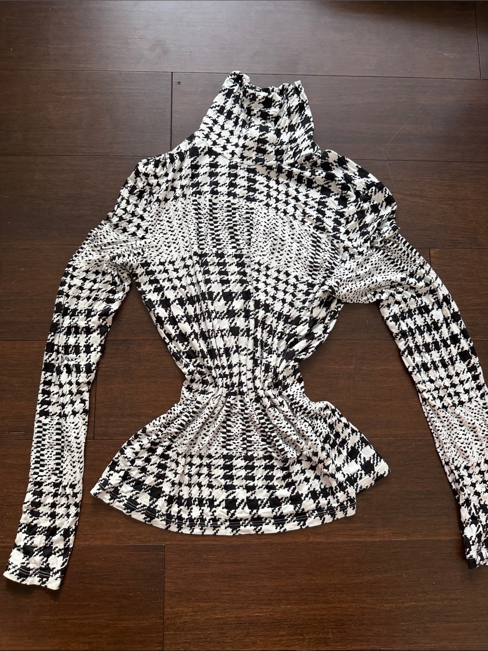 H&M x Richard Allen Black and White Houndstooth Turtleneck Sweater